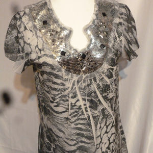 Holiday special - new B.L.E.U.short sleeve  snakeskin print tunic